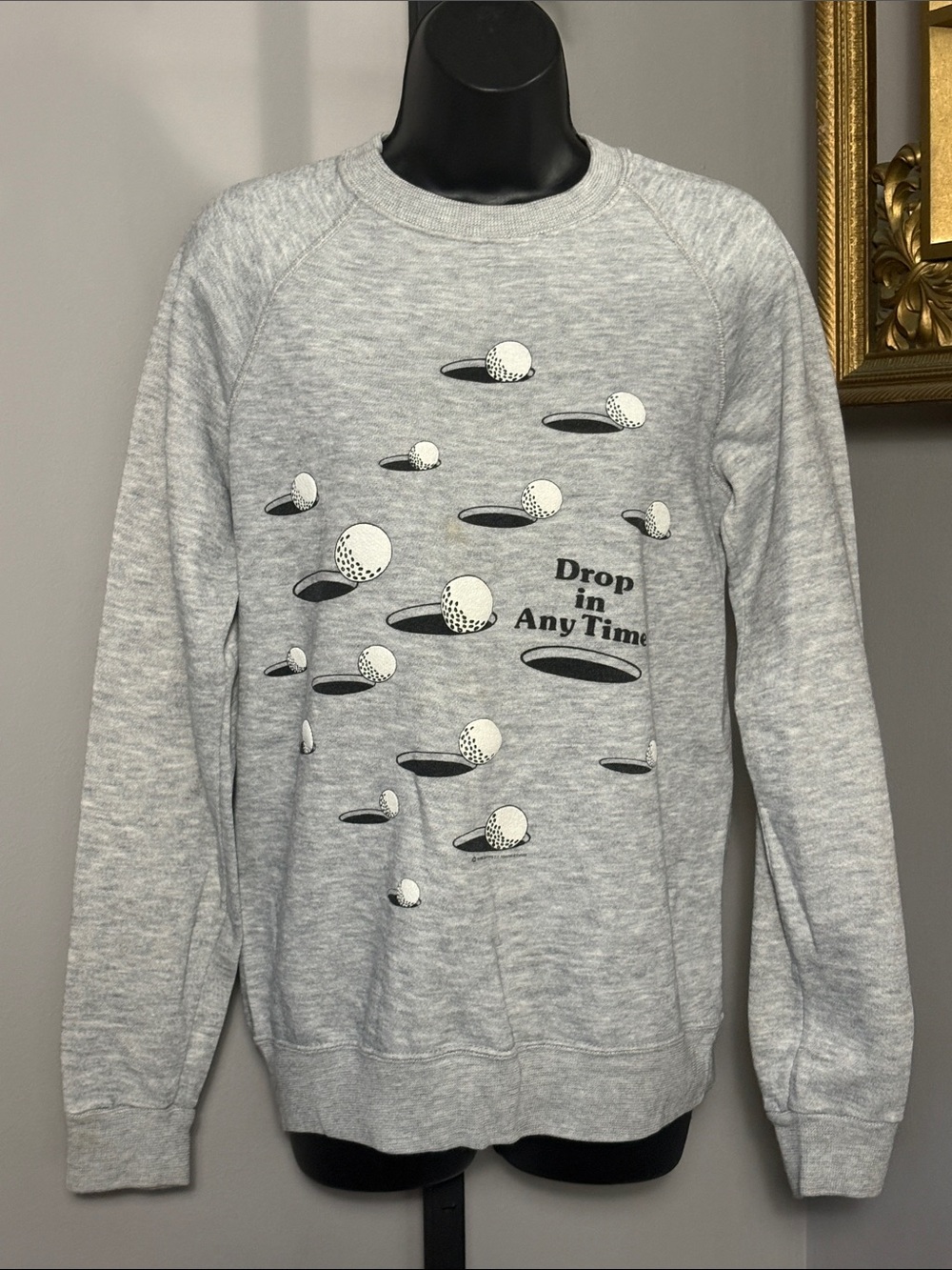 VINTAGE Golf Sweatshirt Medium Gray Crewneck Drop In Any Time!